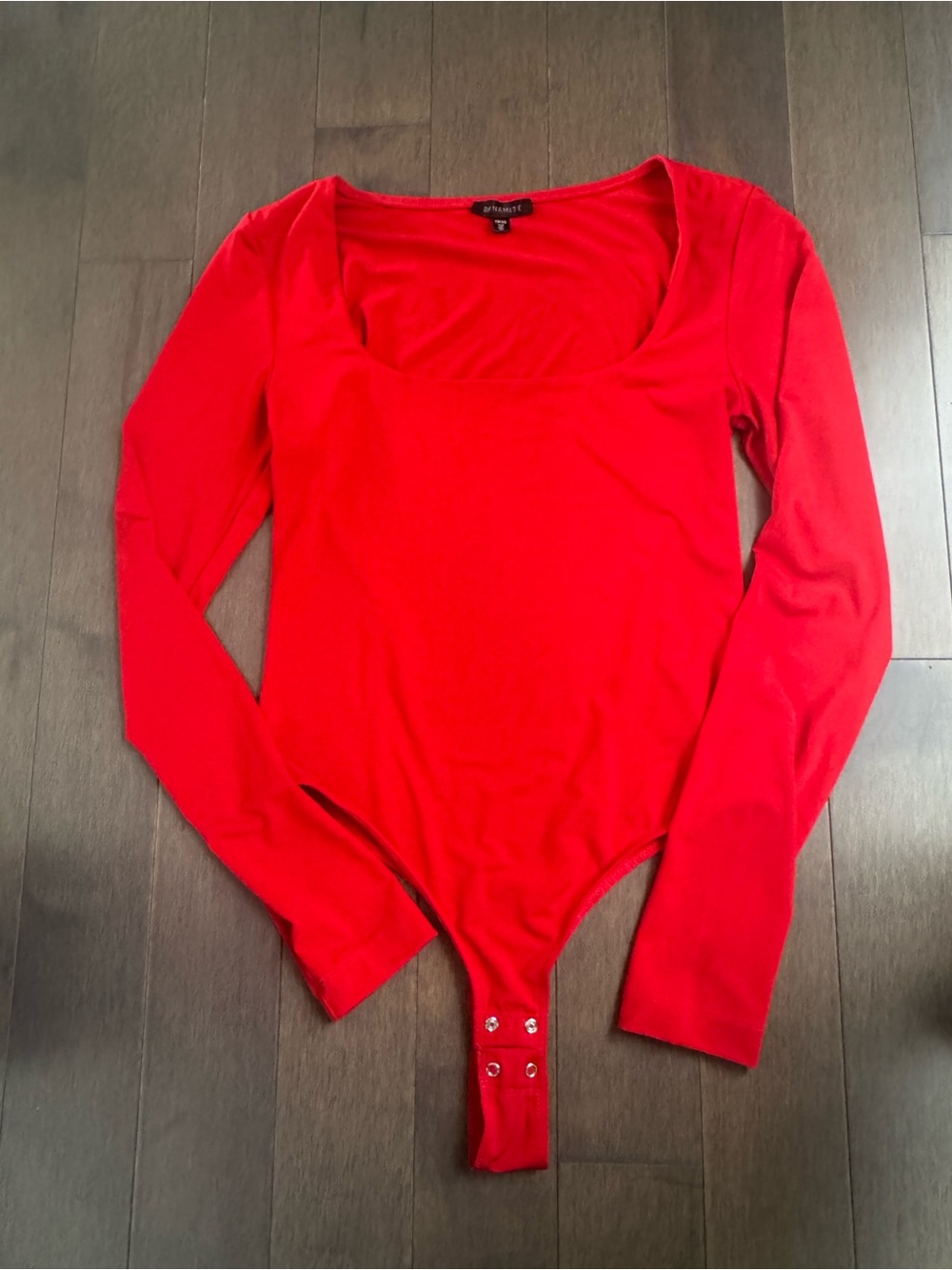 Dynamite Red Long Sleeve Scoop Neck Bodysuit